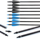 SUPTOP Archery 30" Carbon Arrow Practice Hunting Arrows, 12 Pack - Black - Brand New