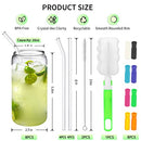 Drinking Glasses Glass Straw 8Pcs Set 16oz Clear Can Shaped Glass - Clear - Brand New