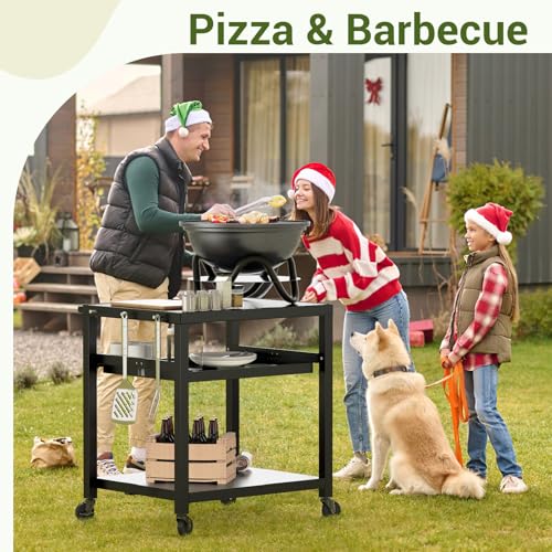 NUUK 30 IN. SOLID STEEL OUTDOOR PIZZA OVEN TABLE STAND, PT200 - BLACK - Like New