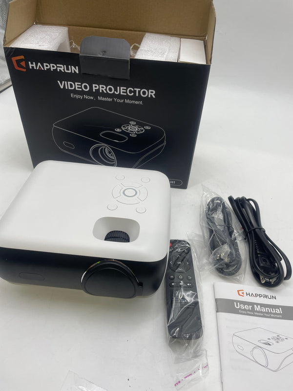 HAPPRUN NATIVE 1080P BLUETOOTH FULL HD PORTABLE OUTDOOR MOVIE PROJECTOR - WHITE - Like New