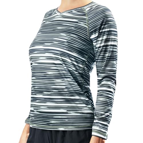KANU SURF WOMEN'S UPF 50+ LONG SLEEVE ACTIVE SWIM TEE & TOP SIZE M BLACK/GRAY - Brand New