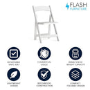 Flash Furniture HERCULES Series White Wood Folding Chair Vinyl Padded Seat - Like New