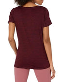 AZ0001 AMAZON ESSENTIALS WOMEN TECH V-NECK T-SHIRT 2-PACK SIZE L - BLACK/BURGDY - Brand New