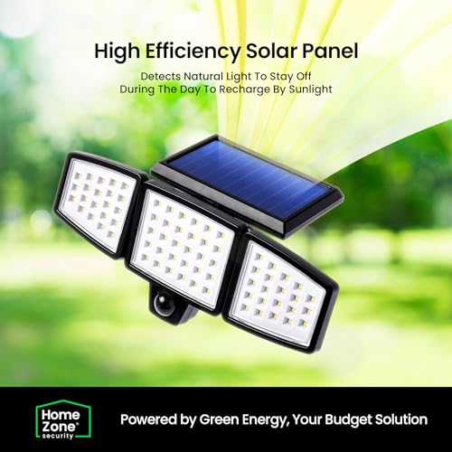 HOME ZONE SECURITY 2 PACKS SOLAR FLOOD LIGHTS OUTDOOR MOTION SENSOR - BLACK - Like New
