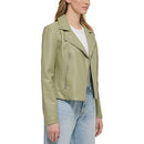 LW1RU538 LEVI'S WOMEN'S VEGAN LEATHER 538 MOTO JACKET WOMEN XL GREEN/CHARCOAL - Brand New
