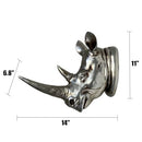 Resin Rhino Head Sculpture Animal Wall Decor Art B01L39P240 - Antique Silver - Brand New