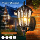 BESLOWE 16" 2-Pack Large Motion Sensor Outdoor Wall Light, Dusk Dawn - Black - Like New