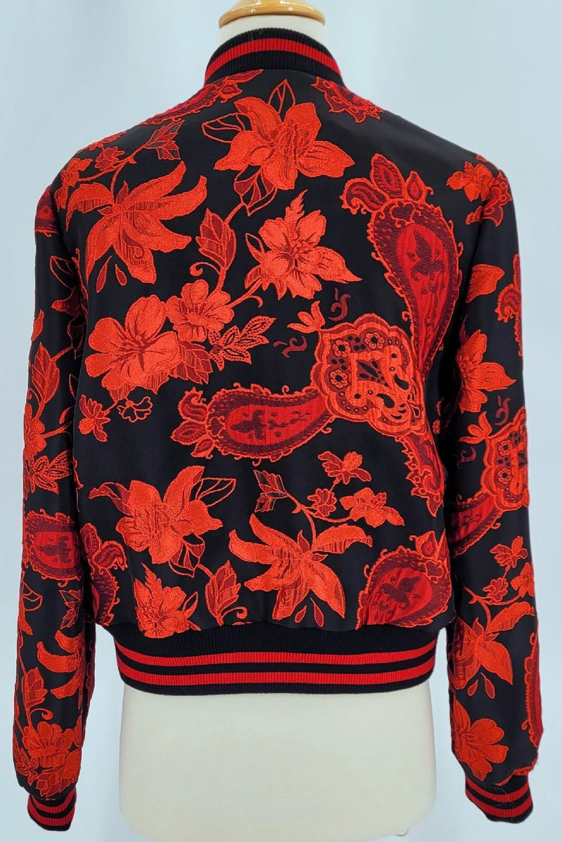 ALICE + OLIVIA LONNIE BOMBER JACKET - SIZE: WOMEN S - RED/BLACK - Brand New