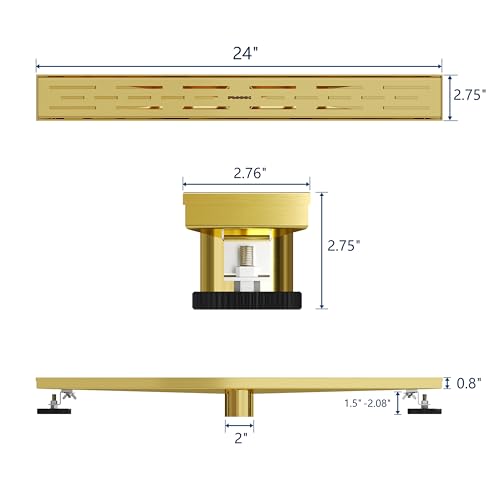 NEODRAIN 24-IN BRUSHED BRASS RECTANGULAR LINEAR SHOWER DRAIN - GOLD - Like New