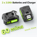 SUNCHERS ELECTRIC LEAF BLOWER CORDLESS 2 3.0AH BATTERY CHARGER RC3009 - GREEN - Like New