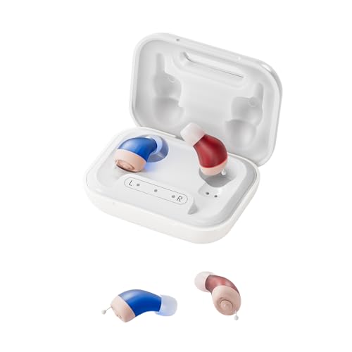FLAYGO PRO RECHARGEABLE HEARING AIDS FOR SENIORS SMART NOISE JH-A490 - RED/BLUE - Like New