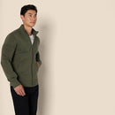 Amazon Essentials Men's Sweatshirt Mock Neck Fleece Zip Up Olive Heather M - Brand New