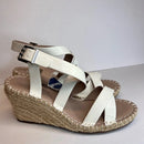 CHARLES BY CHARLES DAVID EGGSHELL NORWAY ESPADRILLES WEDGES - 8.5 - TAN/WHITE - Like New