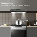 Black Range hood 30 inch 300CFM Under Cabinet Range Hood Ducted Ductless - Black - Like New