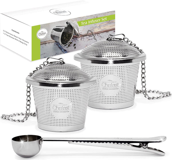 CHEFAST TEA INFUSER FOR LOOSE TEA, SET OF 2 LARGE CUP & SCOOP, REUSABLE. - Like New