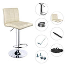 Leopard Modern Square PU Leather Adjustable Bar Stools Square Backs - Grey - Brand New