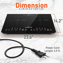 NUTRICHEF DOUBLE INDUCTION COOKTOP 120V DIGITAL CERAMIC, DUAL BURNER, PKSTIND48 - Like New