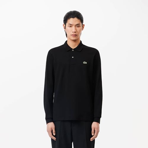 L131251 LACOSTE MEN’S CLASSIC FIT LONG-SLEEVE POLO SHIRT BLACK MEN XL - Brand New