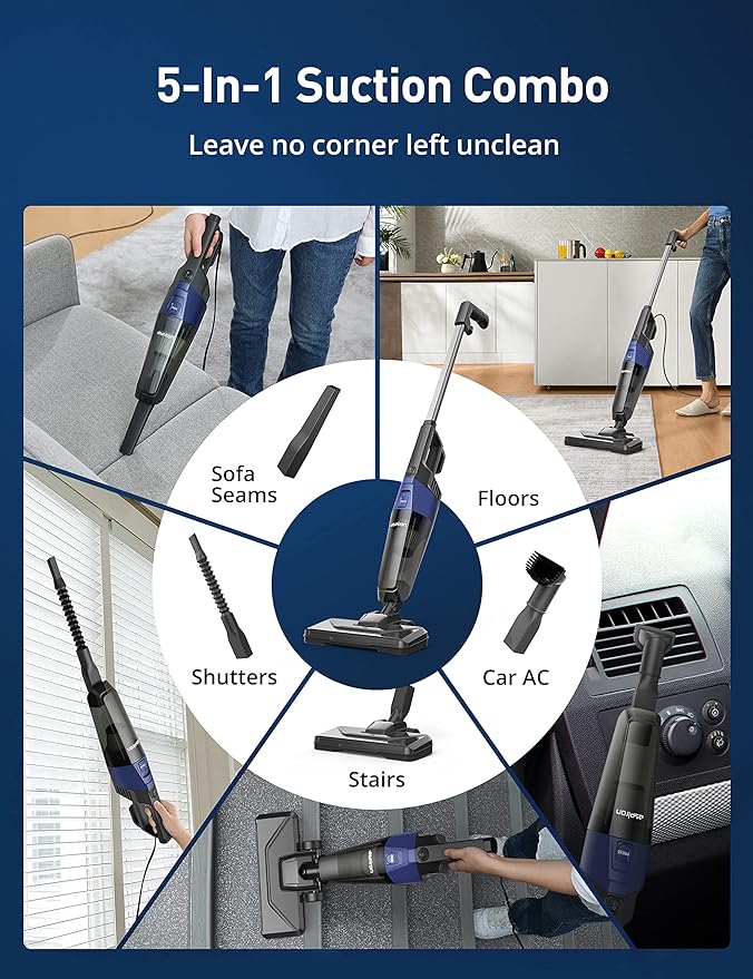 Aspiron Corded Stick Vacuum Cleaner Floor Small Vacuum Cleaner AS-CA025 - Blue Like New