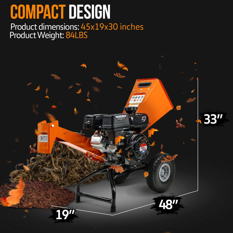 SuperHandy Wood Chipper Shredder Mulcher 7HP, 3" Capacity GUO074 - Orange, Black - Like New
