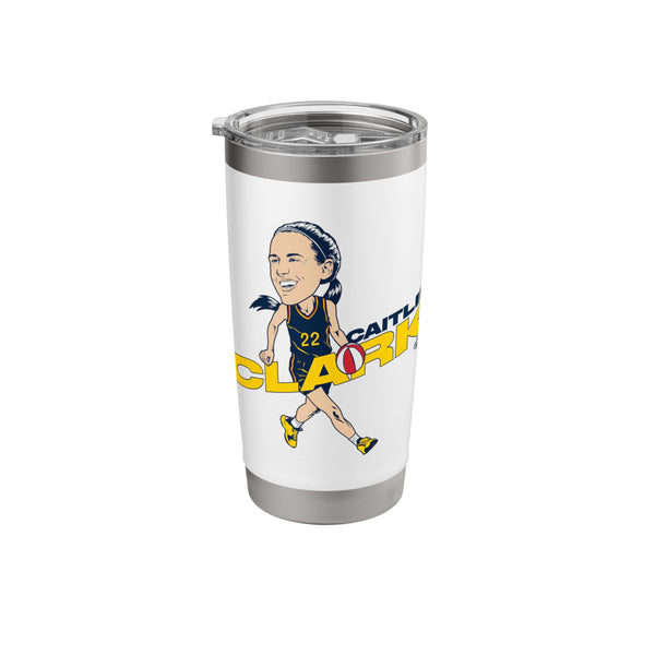 BREAKINGT CAITLIN CLARK CARICATURE INDIANA BASKETBALL STAINLESS DW00300 - WHITE - Like New