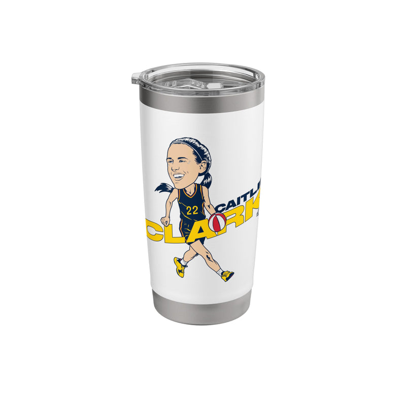 BREAKINGT CAITLIN CLARK CARICATURE INDIANA BASKETBALL STAINLESS DW00300 - WHITE - Like New