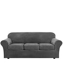 4 Piece Soft Plush Velvet Stretch Slip Cover Pexils B08V3CS6VK - Light Gray - Like New