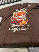 PORT AND COMPANY CORGI COFFEE BREAK BROWN T-SHIRT - SIZE: XL - BROWN - Like New