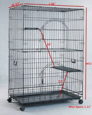 Homey Pet-36 Three Tiers Cat Cage with Pull Out Tray and Casters CT-P3W - Grey - Brand New