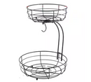 ANQTOVP 64 OZ. 2-TIER IRON COUNTERTO VEGETABLES BASKET BOWL STORAGE - BLACK - Like New