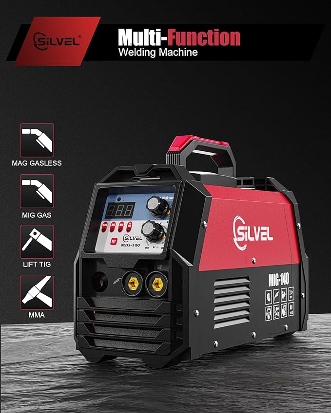 SILVEL MIG Welder 110V 4in1 140A MIG/MAG/ARC/Lift TIG Welding Machine Black/Red Like New