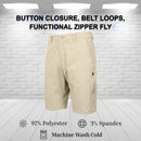 BLUE ROCK MEN’S 6-POCKET ALL MOTION STRETCH UTILITY SHORTS - SIZE: 40 - KHAKI - Like New