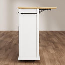 GARVEE KITCHEN ISLAND CART ON WHEELS FOLDABLE TABLE 2 -TIER - WHITE - Like New