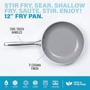 Gotham Steel Non stick Frying Pan Skillet, 12” Ceramic Nonstick Skillet Blue - Like New