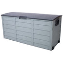 HEARTH AND HAVEN 75-GALLON OUTDOOR PLASTIC DECK BOX WITH BUILT-IN WHEELS - GRAY - Like New