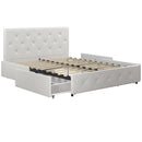 DHP DAKOTA UPHOLSTERED PLATFORM BED UNDERBED STORAGE DRAWERS, 4292129 - WHITE - Like New