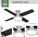 Hunter Fan Company Dempsey Indoor Low Profile Ceiling Fan, 44" - Brushed Nickel Like New