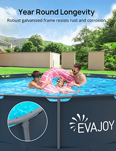 EVAJOY 18FT X 52IN METAL FRAME SWIMMING POOL SET ROUND ABOVE ROUND SET - BLUE - Like New