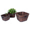 Leisure Season BSQP131 Barrel Style Square Wooden Planters - Brown - Set of 3 Like New