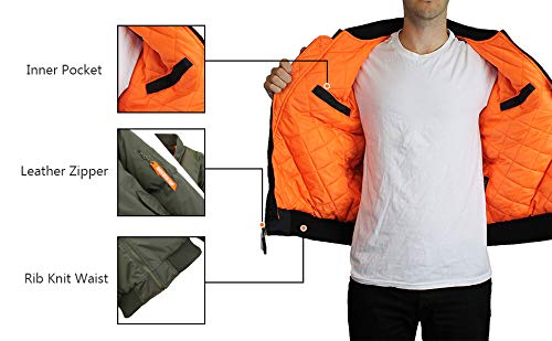 GALAXY BY HARVIC SPIRE BY GALAXY MEN'S FLIGHT JACKET, OLIVE, SIZE 4X-LARGE - Brand New