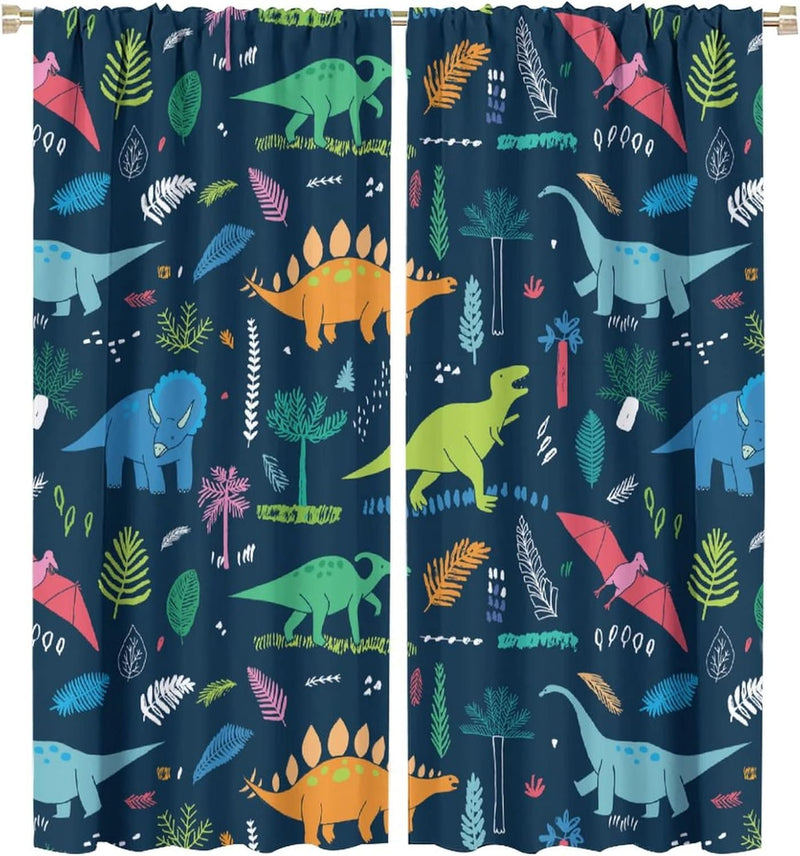 SHELIFESTYLE KIDS DINOSAUR CURTAINS DINOSAUR CARTOON ANIMALS 42X63IN - DINOSAUR2 - Like New