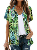 YTFSRUKP Womens Hawaiian Shirts Floral Printed Button V Neck Short Sleeve M A - Like New