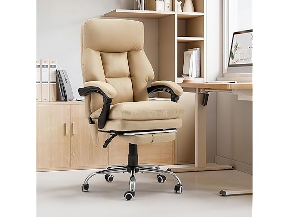 HOMREST ERGONOMIC OFFICE CHAIR WITH 6-POINT MASSAGE & HEATING - KHAKI - Like New