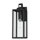 UIXE 2-LIGHT MATTE BLACK HARDWIRED OUTDOOR LANTERN SCONCE SEEDED GLASS - BLACK - Like New