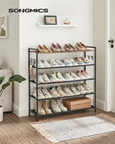 SONGMICS 5-Tier Shoe Rack, Metal Shoe Shelf, Oxford Fabric, Rustic Brown/Black - Like New