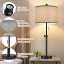 KONDRAS TABLE LAMPS FOR BEDROOMS SET OF 2 WITH USB PORTS - BLACK/GREY - Like New