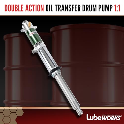 LUBEWORKS Oil Transfer Drum Pump Double Action 1:1 - GREEN/SILVER Like New