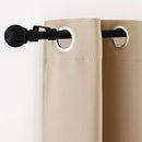 NICETOWN Drapery Curtain Rod Set with Classic Round Finials/Ball Caps - Black - Brand New