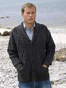 Aran Crafts Men's Irish Cable Knitted Sweater 100% Merino Wool Charcoal M - Brand New