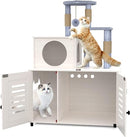 RYVORBE WHITE ALL-IN-ONE CAT CABINET WITH LITTER BOX ENCLOSURE CAT-LBE-WT - Like New